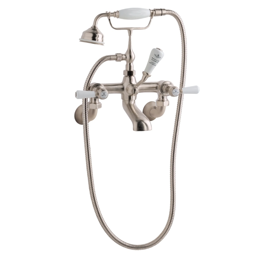 BC Designs Victrion Brushed Nickel Lever Wall Mounted Bath Shower Mixer Cut Out